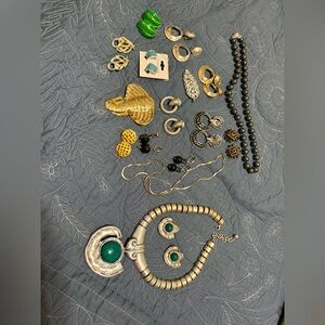 Mixed jewelry lot necklaces clip on earrings with box